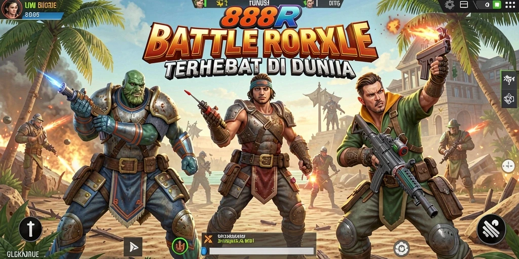 Tangkapan layar gameplay Battle Royale 888R yang seru dan mendebarkan.