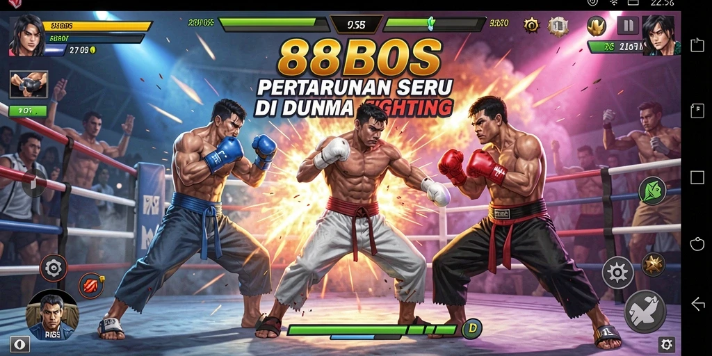 Tangkapan layar gameplay <strong>88BOS</strong> yang menampilkan aksi pertarungan intens.