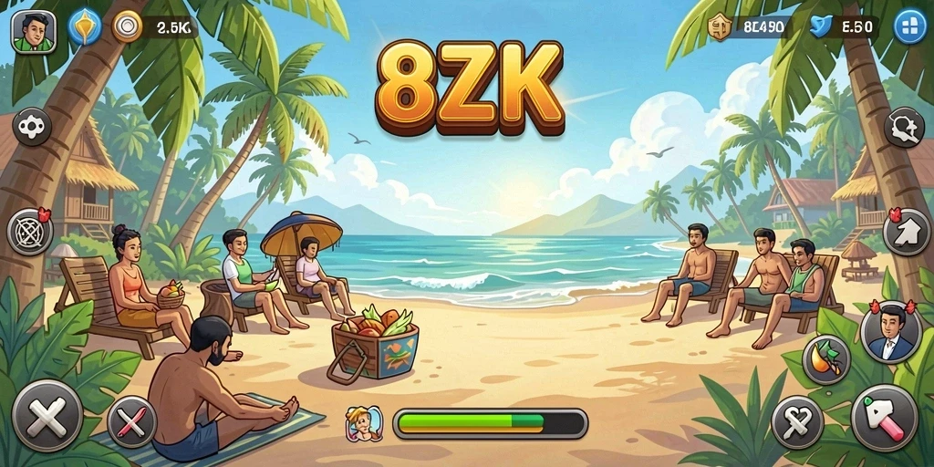 Tampilan gameplay menawan dari 8ZK yang penuh warna.