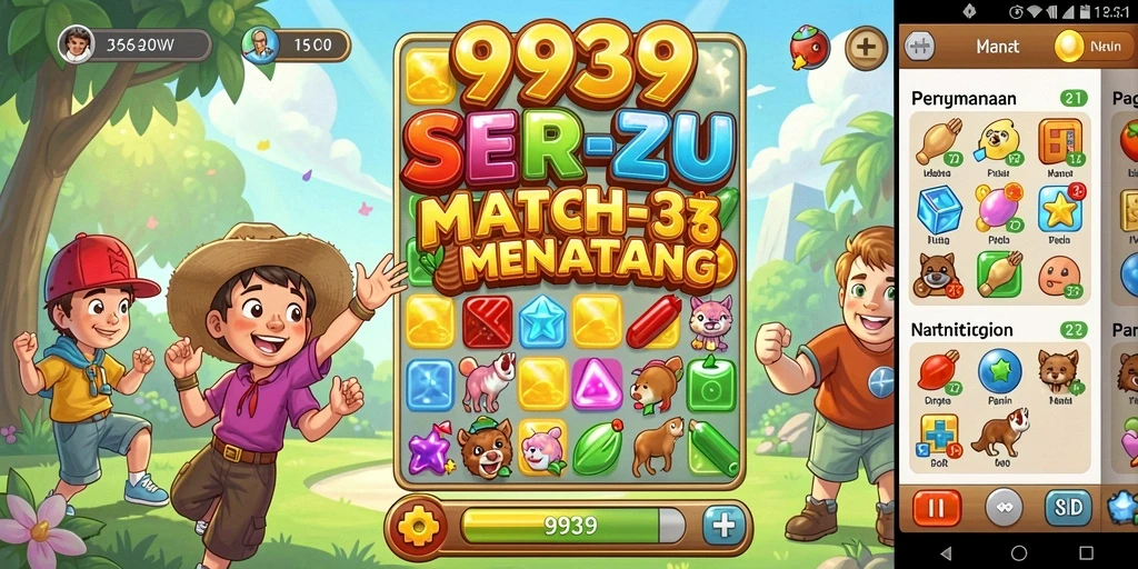 Screenshot utama gameplay 9939 yang menampilkan aksi Match-3.