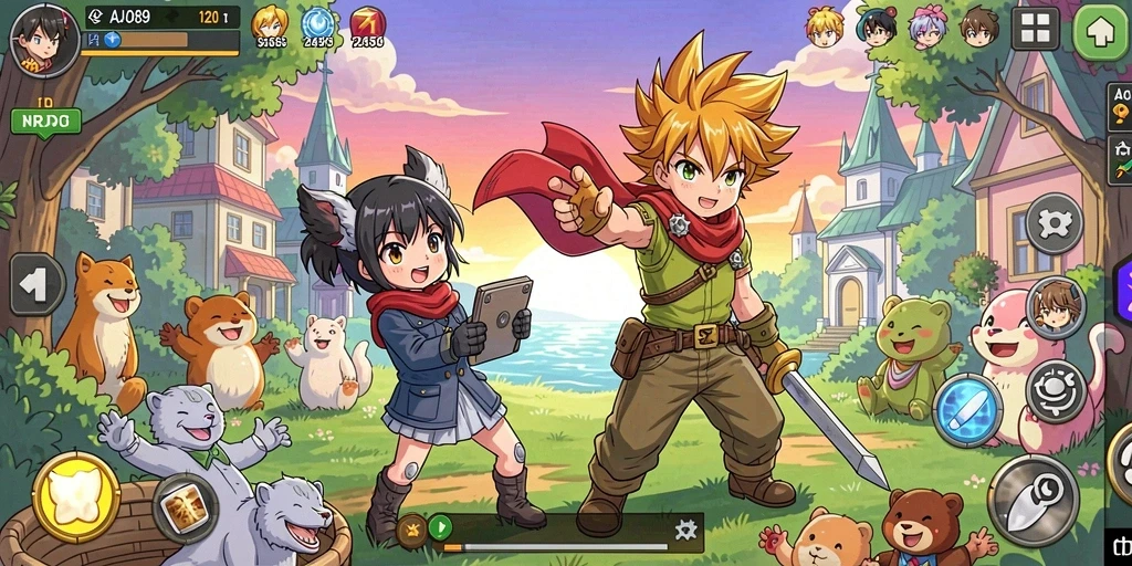 Tangkapan layar AJO89 menampilkan pertarungan seru dengan karakter anime.