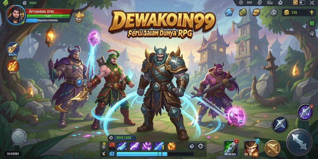 Tangkapan layar DEWAKOIN99 menampilkan aksi pertempuran seru dalam RPG.