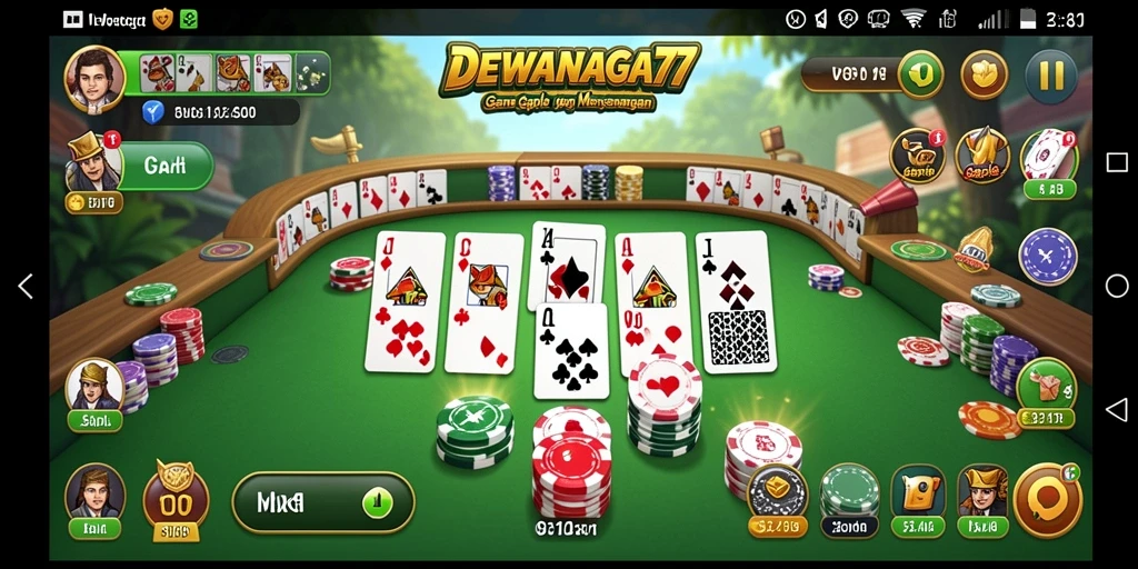 Tampilan menarik gameplay Gaple dalam DEWANAGA77.