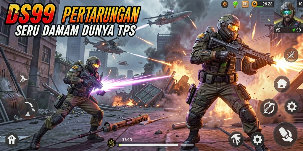 Gameplay seru DS99 dengan aksi tembak-menembak yang intens.