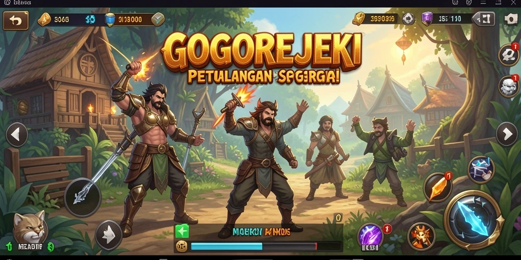 Tampilan gameplay GOGOREJEKI yang penuh aksi RPG.