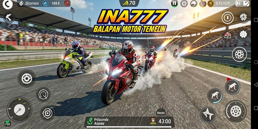 Gameplay balapan motor yang mendebarkan dan penuh tantangan.