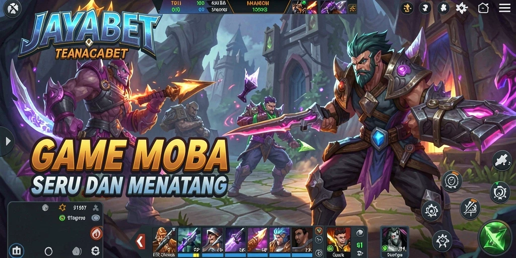 Tampilan aksi seru dalam gameplay MOBA JAYABET.