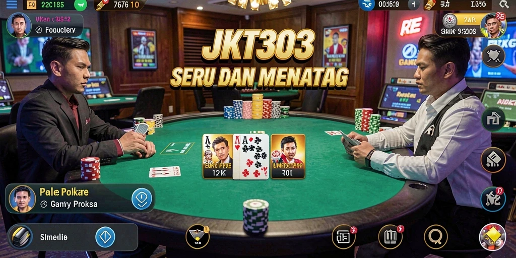 Tampilan gameplay seru dari JKT303 yang menampilkan momen Poker.
