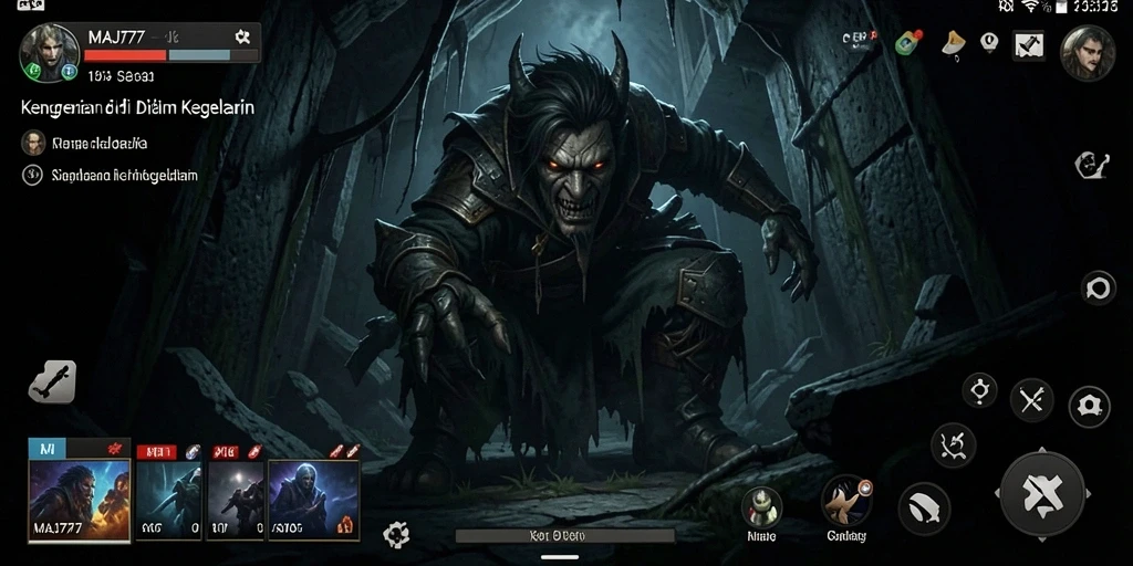 Tangkapan layar gameplay yang menunjukkan suasana menegangkan dalam gelap.