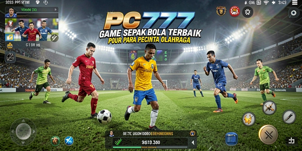 Tampilan gameplay menarik di PC777 dengan aksi sepak bola yang seru.