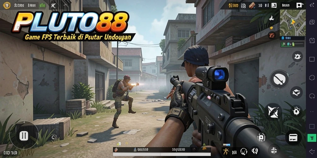 Tampilan gameplay mendebarkan dari PLUTO88 dengan aksi FPS yang intens.