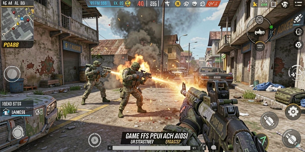 Screenshot POA88 menampilkan aksi gameplay FPS yang seru.
