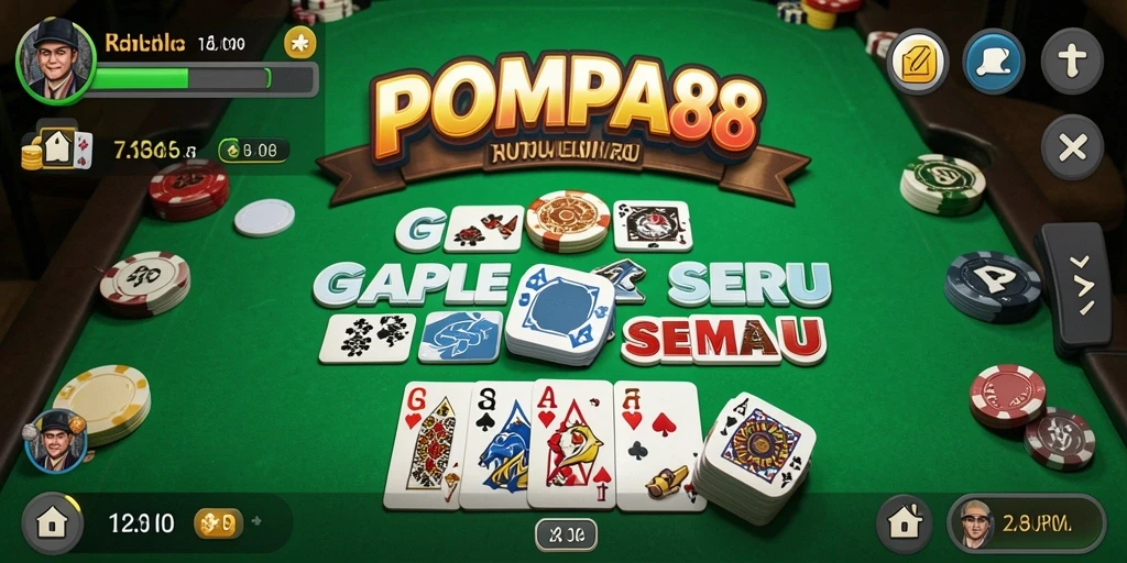 Screenshot utama POMPA88 menunjukkan gameplay Gaple yang menarik.