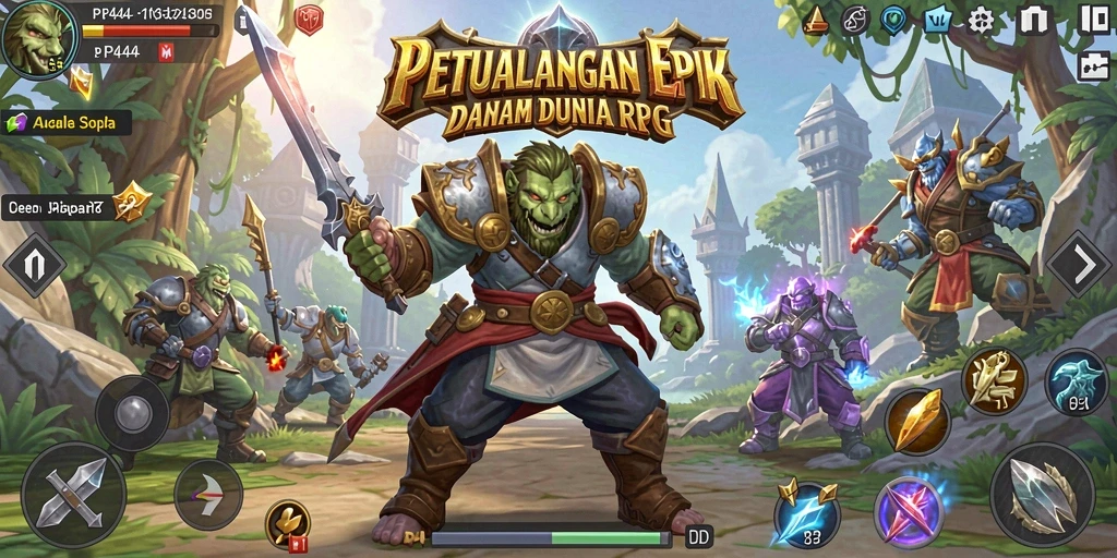 Tangkapan layar menampilkan aksi seru dalam game RPG PP444.