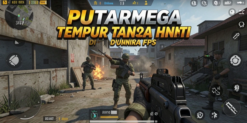Tangkapan layar PUTARMEGA menunjukkan aksi mendebarkan dalam pertempuran FPS.