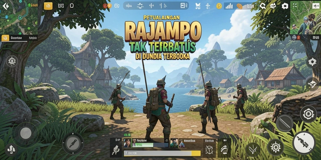 Tangkapan layar menunjukkan eksplorasi mendalam dunia terbuka RAJAMPO.
