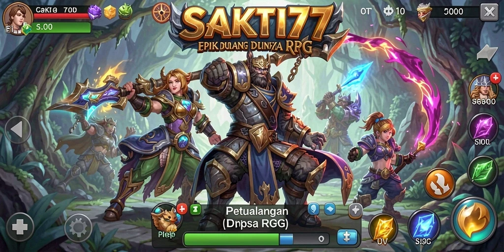 Tampilan gameplay SAKTI77 dengan karakter dan pertarungan RPG yang menarik.