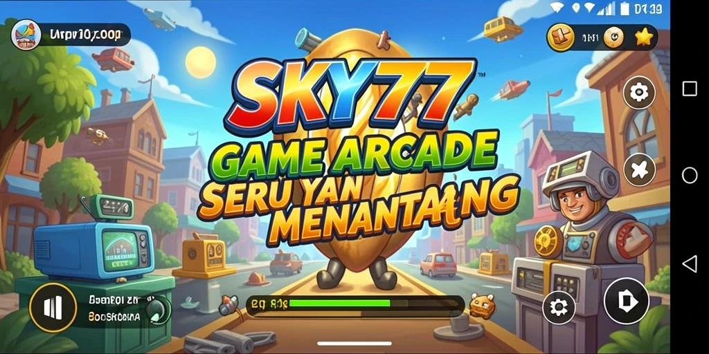 Tangkapan layar menunjukkan gameplay dinamis dari SKY77 yang penuh aksi.