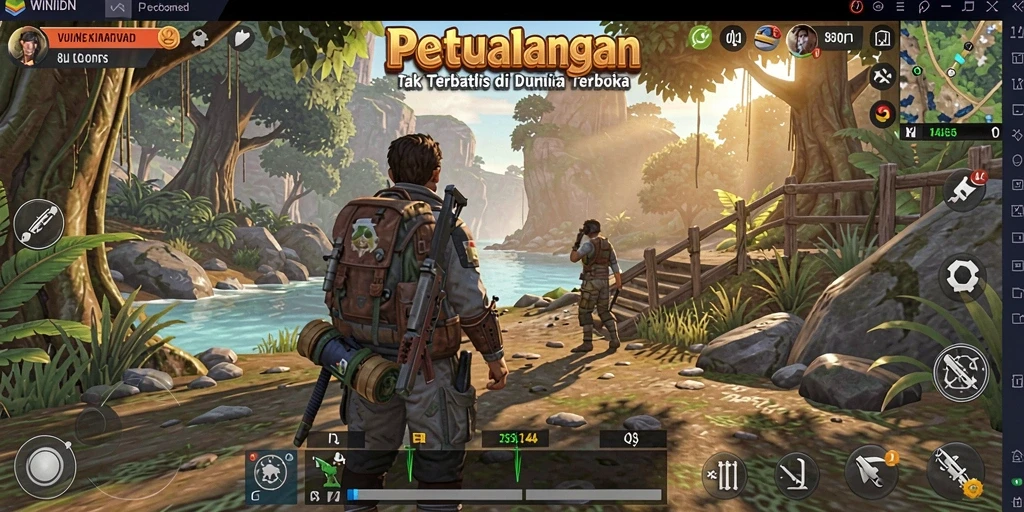 Tangkapan layar gameplay WINIDN menunjukkan keindahan dunia terbuka yang menakjubkan.